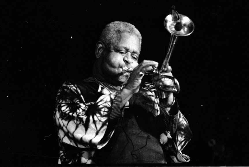 Trumpeter Dizzy Gillespie performing on July 20, 1991. Gillespie was a trumpet extraordinaire and helped build the bebop style. -Wikipedia